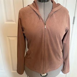 Vintage Dressbarn Zip Up Blazer Lightweight Jacket with hoody, size medium Brown